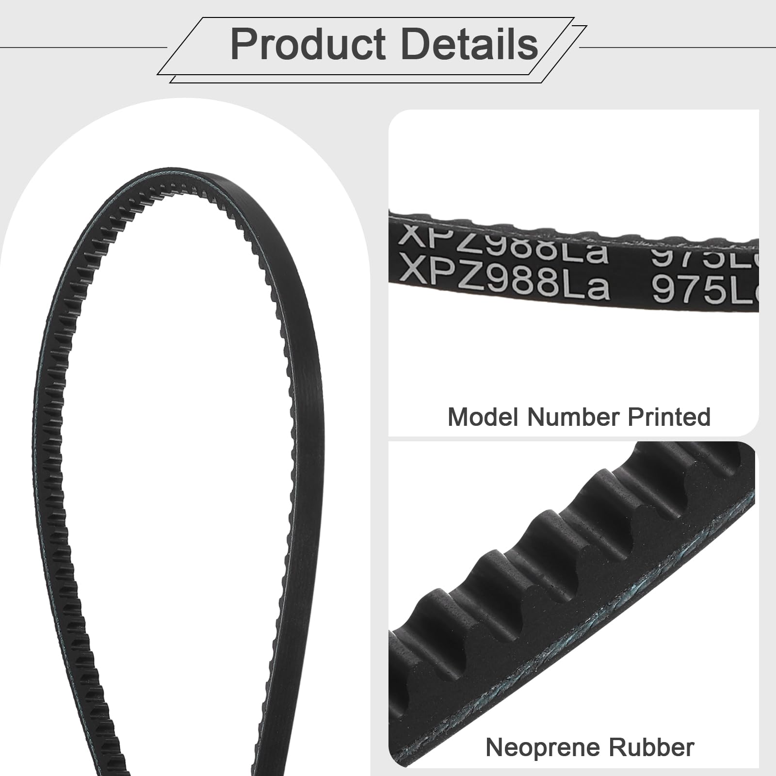 QUARKZMAN Correa en V Xpz975 Epdm 10 mm x 975 mm Goma Industrial Acanalada