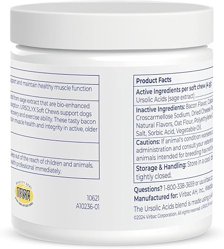 Miniatura 3 de Virbac URSOLYX Masticables suaves para perros  Apoyo a la salud muscular para perros mayores, activos o en recuperación, mediano  60 unidades de