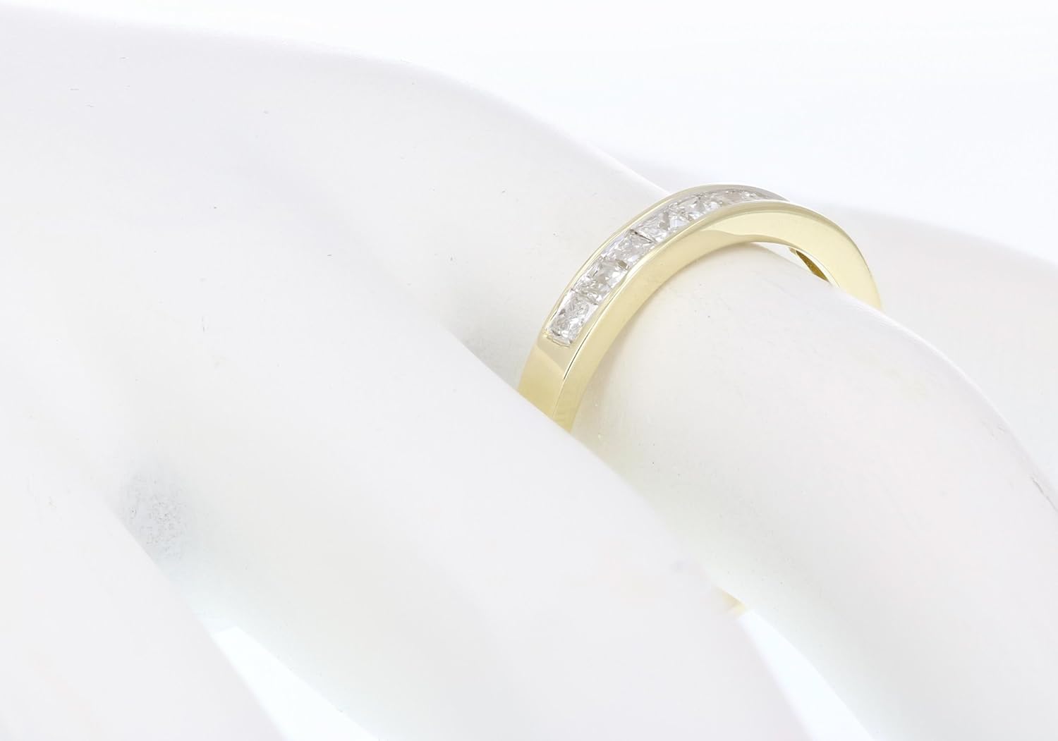 VIR JEWELS 1/2 carat (ctw) Diamond Wedding Anniversary Band for Women, Half Eternity Princess Cut Square Diamond Engagement Ring in 14K Yellow Gold Channel Set 0.50 cttw, Size 4.5-10.25