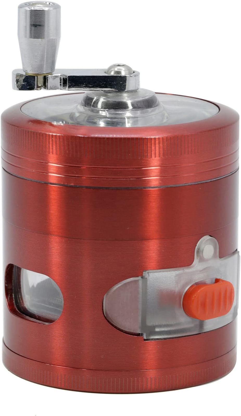 Grinder Crusher, Premium Hand Crank Grinder, Pollen Scraper Grinder, with Pollen Catcher Durable, for Dried Spices, Herbs, Clear Top Abrader Spices Grind Manual Muller (Red)