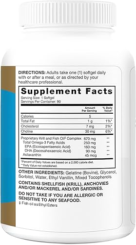 Vista 12 de Qunol Advanced Omega 3 Krill and Fish Oil Complex, 10x Better Bioavailability, One Pill Dose, 250mg EPA & DHA, Supports Brain, Eye, Heart and Joint