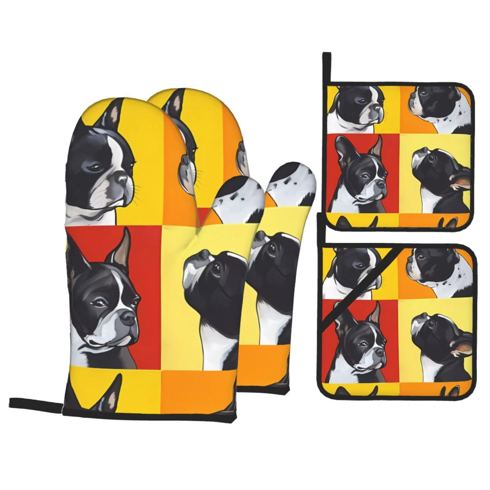 WHJSHOP Dog Prints Oven Mitts & Pot Holders Set - Waterproof Kitchen Layers & Heat Resistant - Durable Covers for Safe Cooking & Easy Cleanup