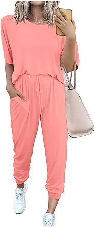 PRETTYGARDEN Women's Two Piece Sets 2025 Summer Spring Jogger Pants Travel Vacation Lounge Outfits Airplane Matching Clothes