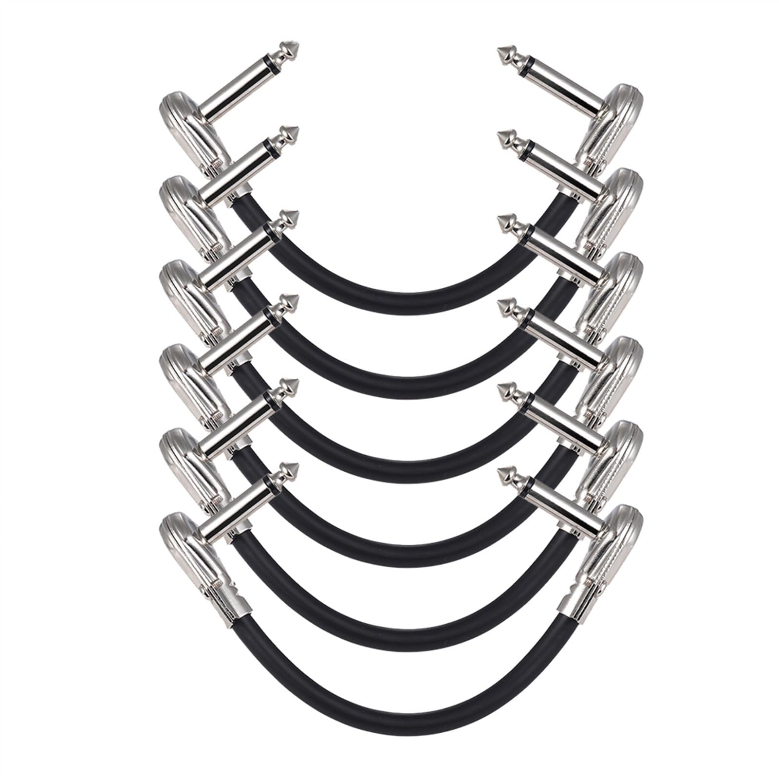 kabel audio do gitary Gitarowy Kabel Audio Pedał Efektów Gitarowych Kable Krosowe Z Łbem Płaskim Ze Złączami Kątowymi 1/4 Cala (Color : 6 Pack 15cm)