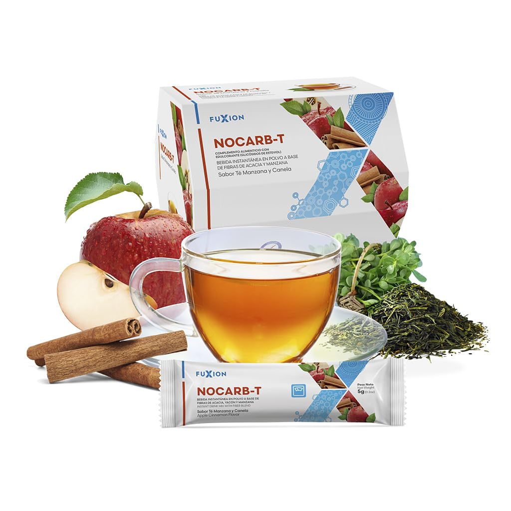 NOCARB T Té de Fibras Solubles, Yacon, Manzana, Canela y Green Tea. Te divina solucion para Control de Azúcar y Carbohidratos. Infusiones sin azucar. Tea bags de 5g (Pack 2, 141, gramo)