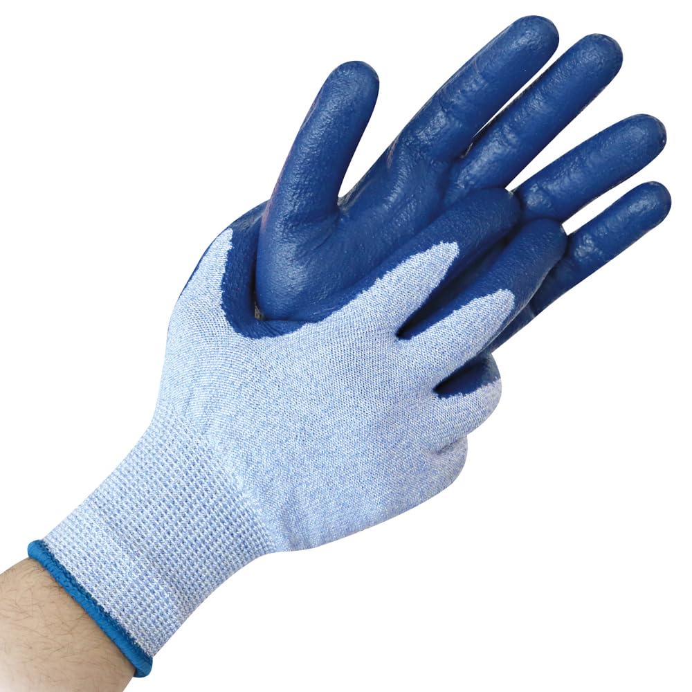 FRANZ MENSCH 240 Stück Hygostar Schnittschutzhandschuhe Cut Allfood PU | PU-Beschichtung, wasserbasiert, blau, 9/L, L: 25cm, Karton, Arbeitshandschuhe, Schnittschutzhandschuhe, Baustellenhandschuhe