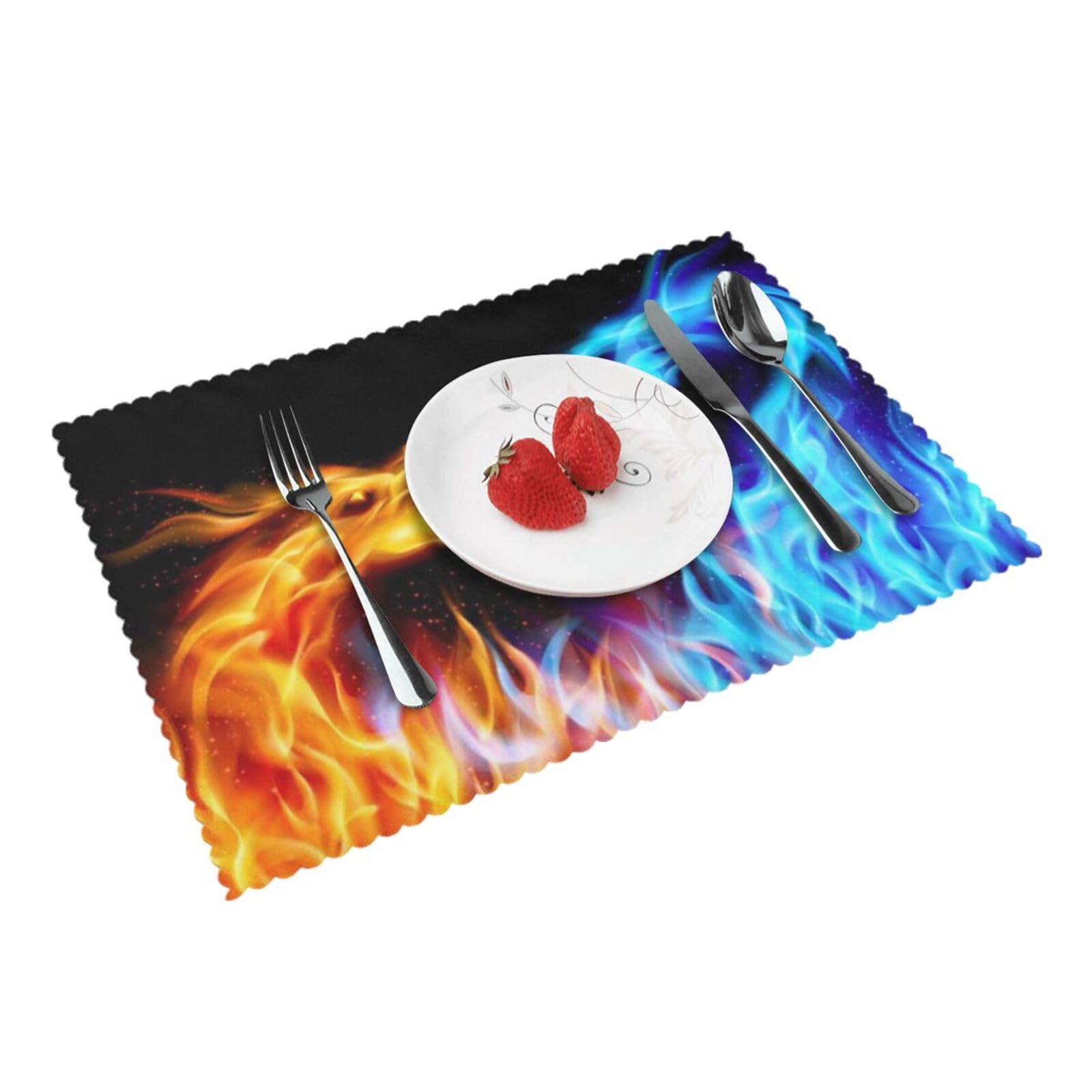 Ice and Fire Dragons Printed Placemats Set of 4 PCS Washable Placemat for Kitchen Table Heat-resistant Table Mats 45x30 CM