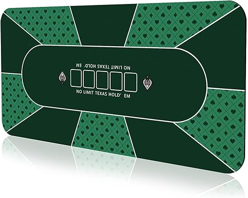 YUZPKRSI 70 x 35 Inch Poker Mat, 10 Players Texas Hold'em Poker Rubber Mat Poker Topper for Tables, Folding Portable Poker Table Top Layout