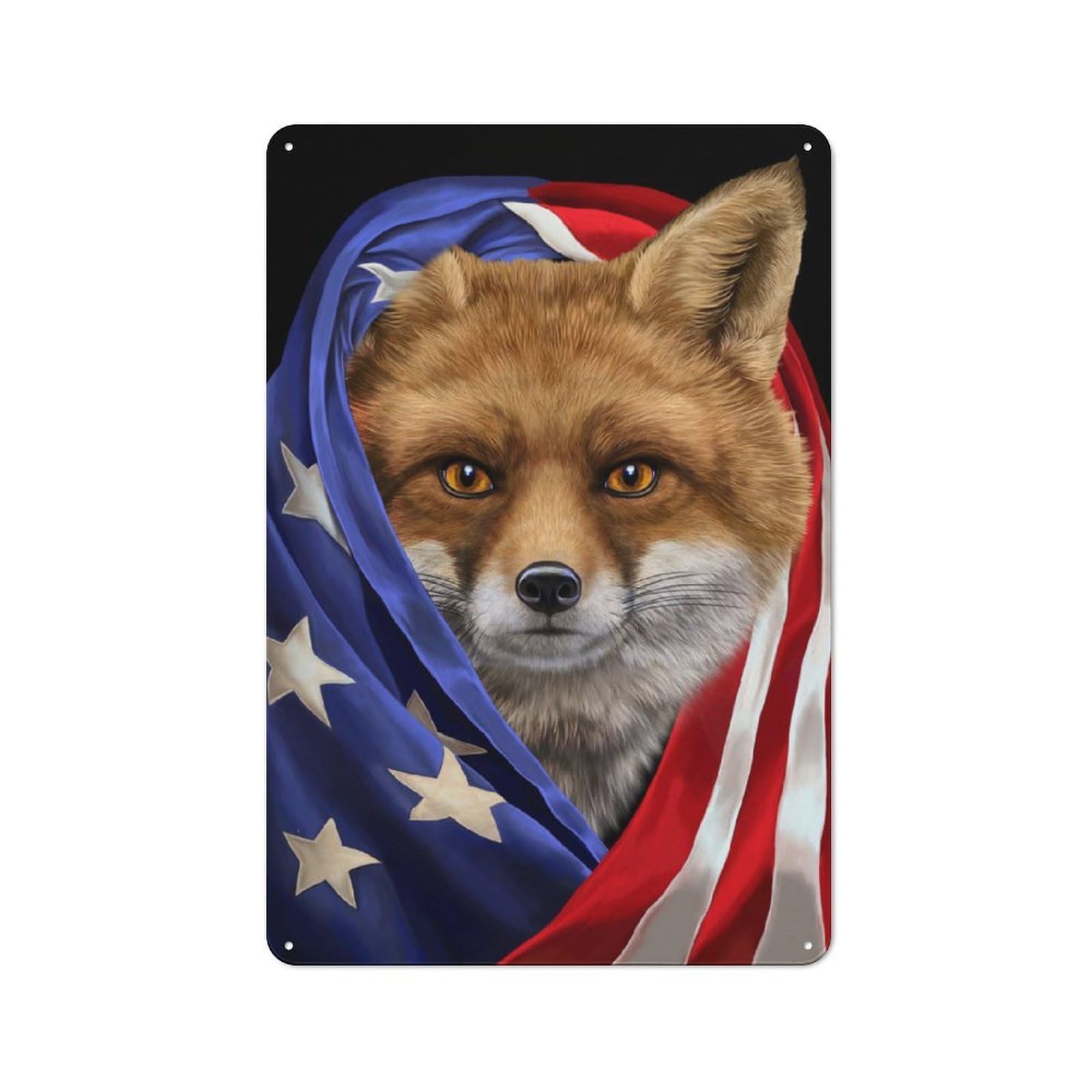 Junmoney Fox Usa Patriot Vintage Metal Plaque 30X20cm For Man Cave Or Games Room, For An Autumn Update To Man Cave And Games Room