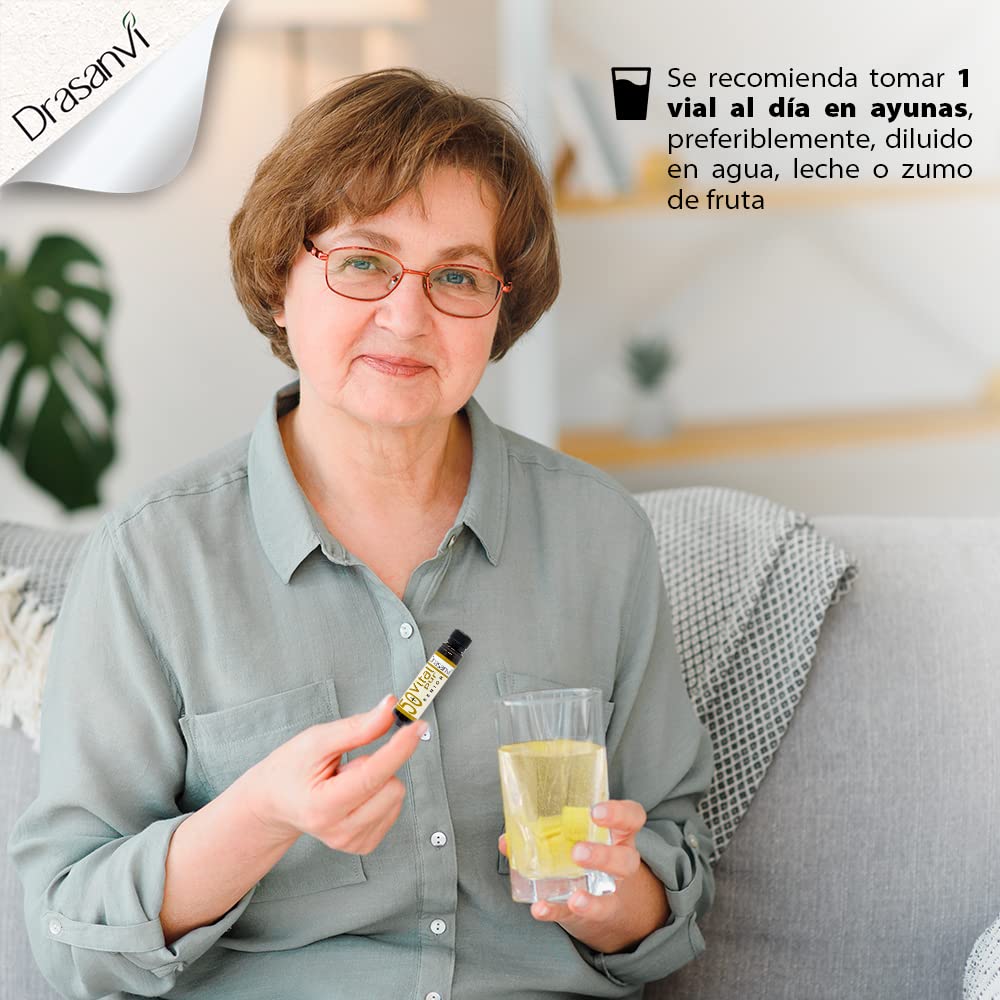 Drasanvi VITALPUR SENIOR Jalea Real 10 HDA 4-5 %| con Hierro, Magnesio, Selenio, Glutamina y Luteína| para el Cansancio y la Fatiga | 750 mg/día | con Stevia | 20 Viales = 20 Días | Sabor Naranja