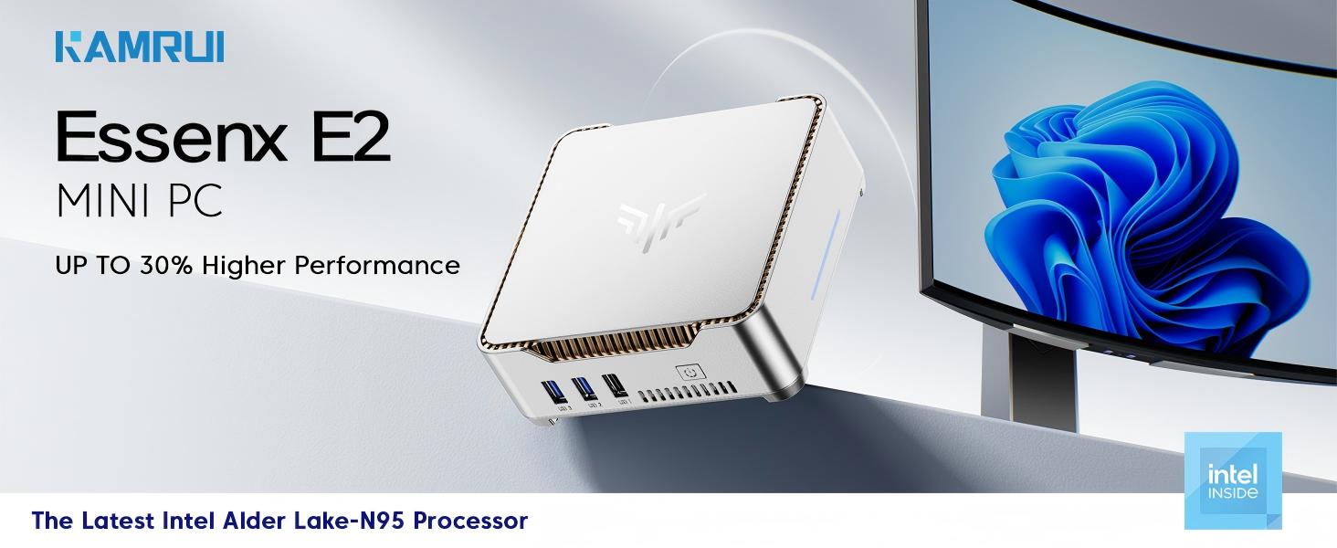 KAMRUI Essenx E2 Mini PC W-11 Pro,12th Gen N95 (up to 3.4GHz