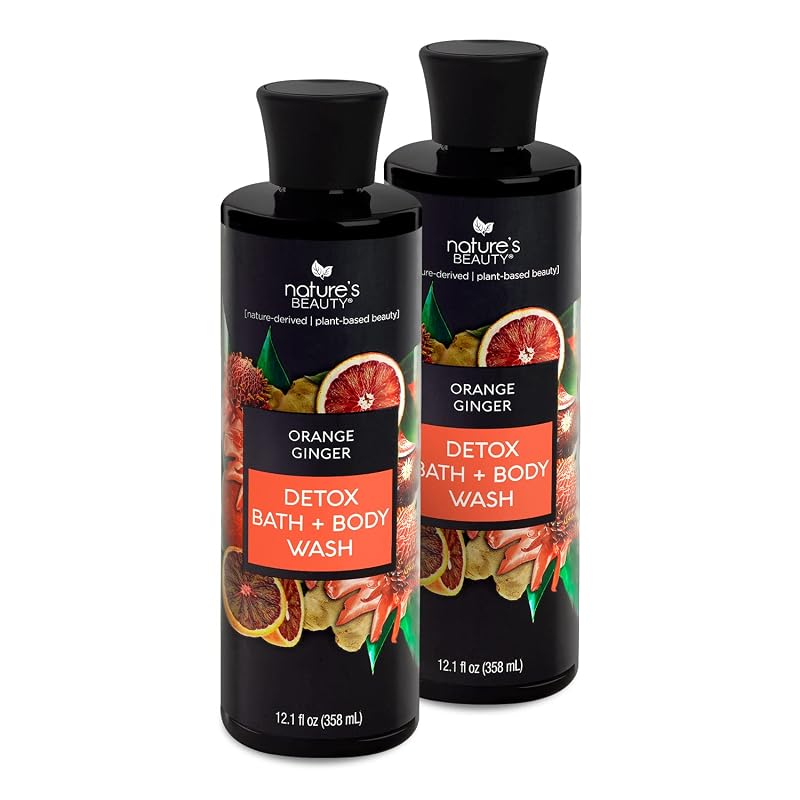 Sabonete líquido corporal Nature's Beauty Orange Ginger com óleos de girassol, amêndoa e abacate — Pacote com 2