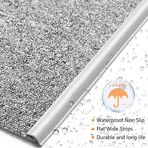 Moulure autocollante grise pour harmoniser la transition entre tapis et parquet du salon - 2