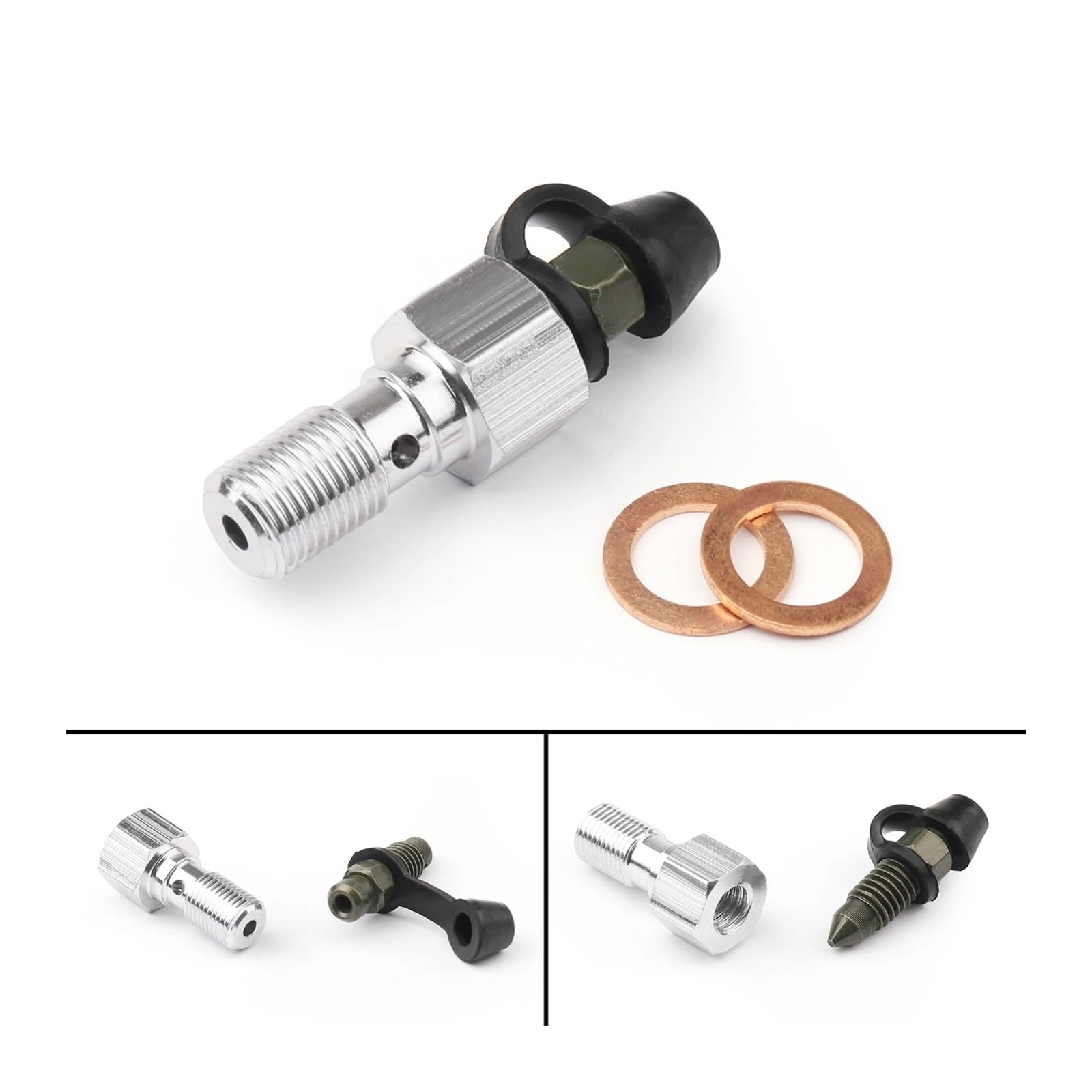 Convient aux vis de purge d'étrier de frein universelles M10 x 1,0 mm/1,25 mm, aux soupapes de purge de vitesse de fourche Repair parts(M10x1.25mm)