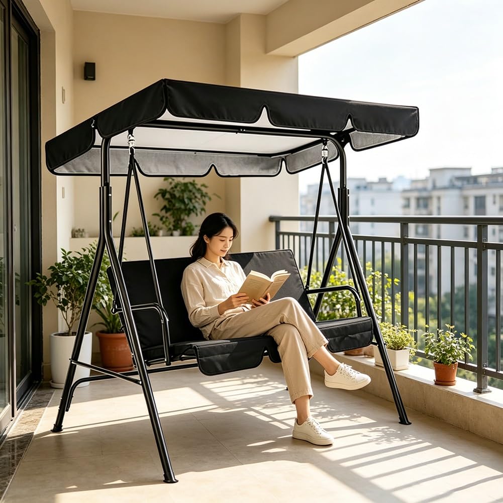 Toile de Rechange pour Balancelle de Jardin, 2 ou 3 Places, Imperméable Housse de Rechange Toit de Balançoire(Beige,190x132x15cm/75x52in)