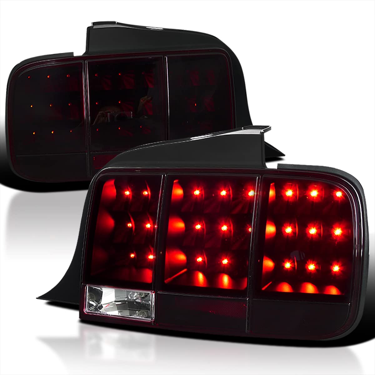 Spec-D Tuning Red Smoke Lens Sequential LED Tail Lights Compatible with 2005-2009 Ford Mustang Left + Right Pair Assembly