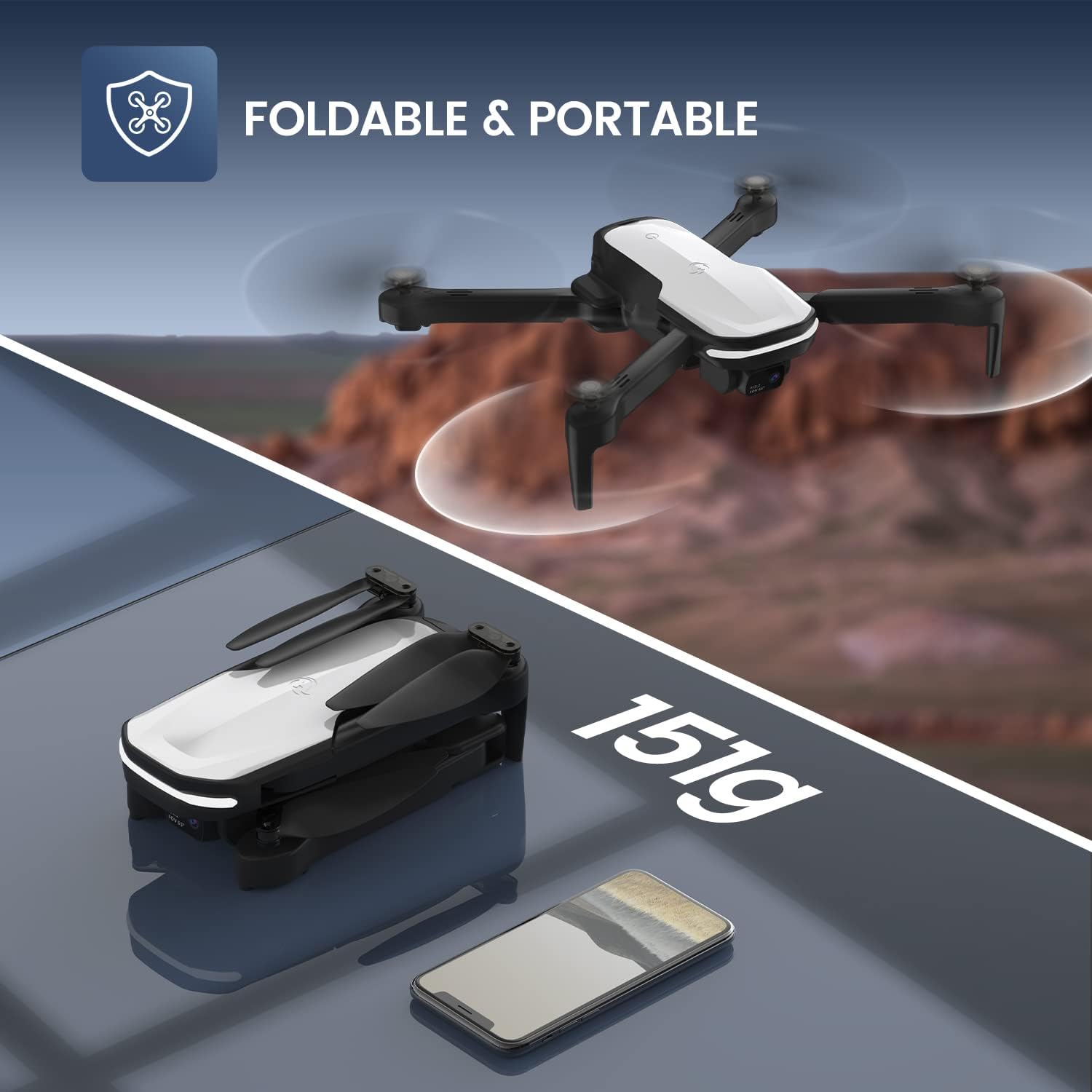 Holy Stone HS280 Foldable FPV Drone with Adjustable 1080P HD WiFi Camera, Lightweight RC Quadcopter for Kids Adults Beginner, 2 Modular Batteries, Auto Hover, Gravity Sensor, Voice Gesture Control