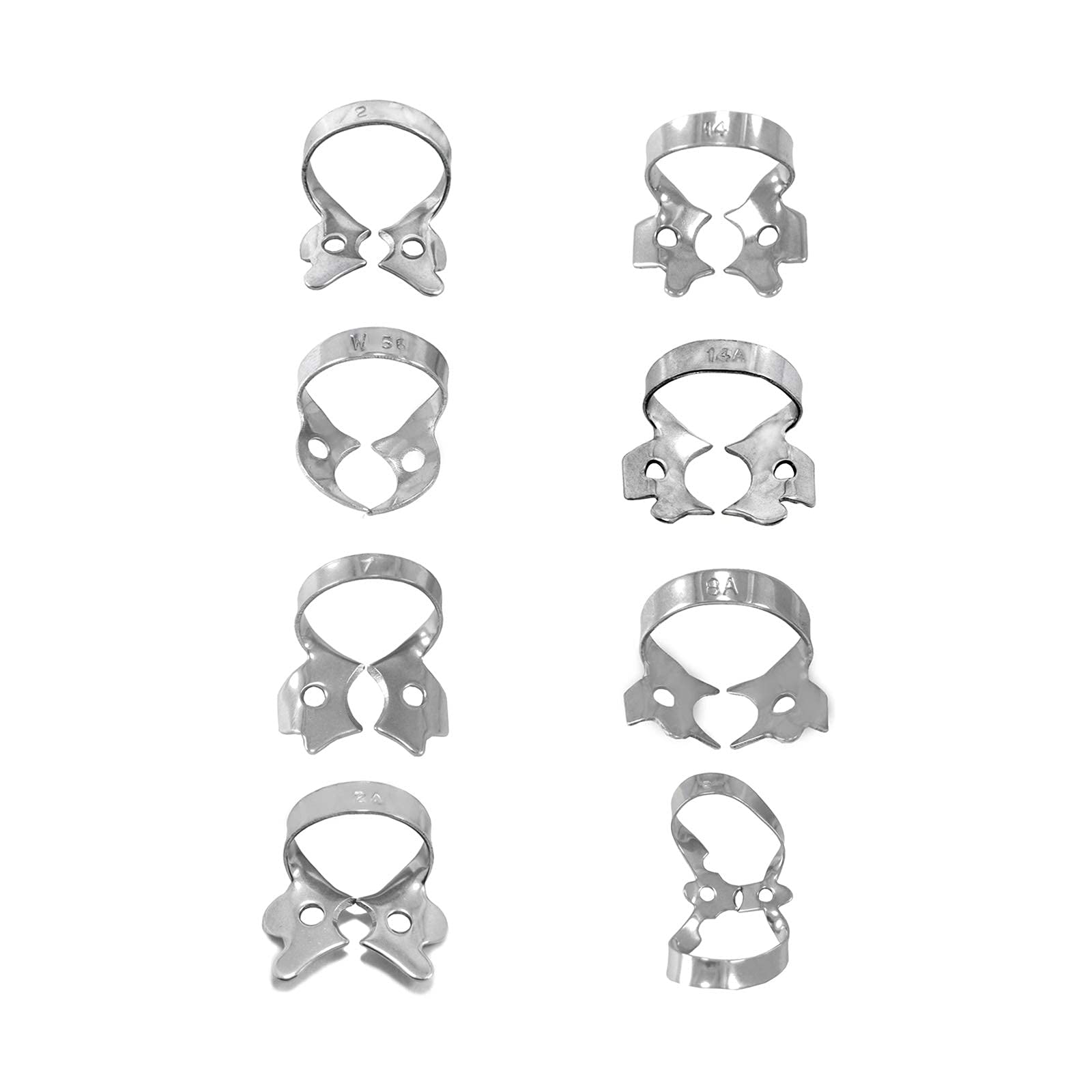 Professional Dental Rubber Dam Clamps | Endodontic Hygenic Brinker Universal Retractors| Tissue Gingival Lower Molars | Restorative Instruments Tools CE (Set of 8 Clamps)