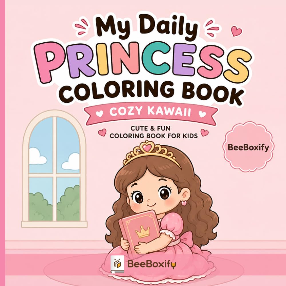 Princess Cozy Kawaii Coloring Book: Cute Royal Princess Scenes, Cozy Bedrooms, Tea Parties, Fashion & Sweet Kawaii Adventures for Relaxation and Creativity