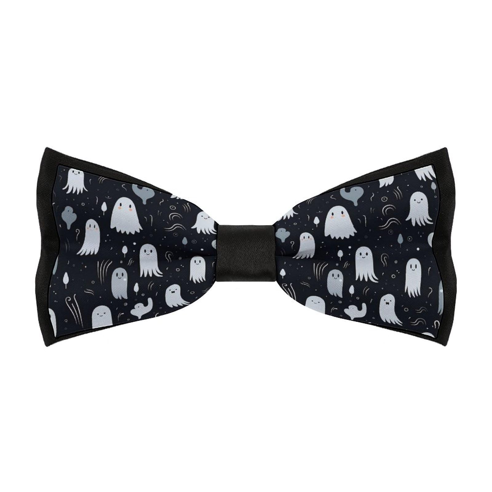 peiyeety Cute Ghosts Halloween Bow Ties for Men Cute Printed Pre Tied Adjustable Bowtie for Party Wedding