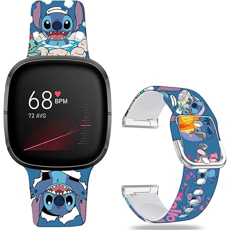 Stitch Holiday Pink Couple Bands Compatible with Fitbit Sense