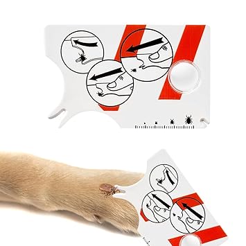 Qpets® Dog Tick Remover for Pet, Tick Scale Card Tool with Magnifying Glass Multifunctional Tick Remover Tick Fork Fleas Cleaner Tool for Dogs