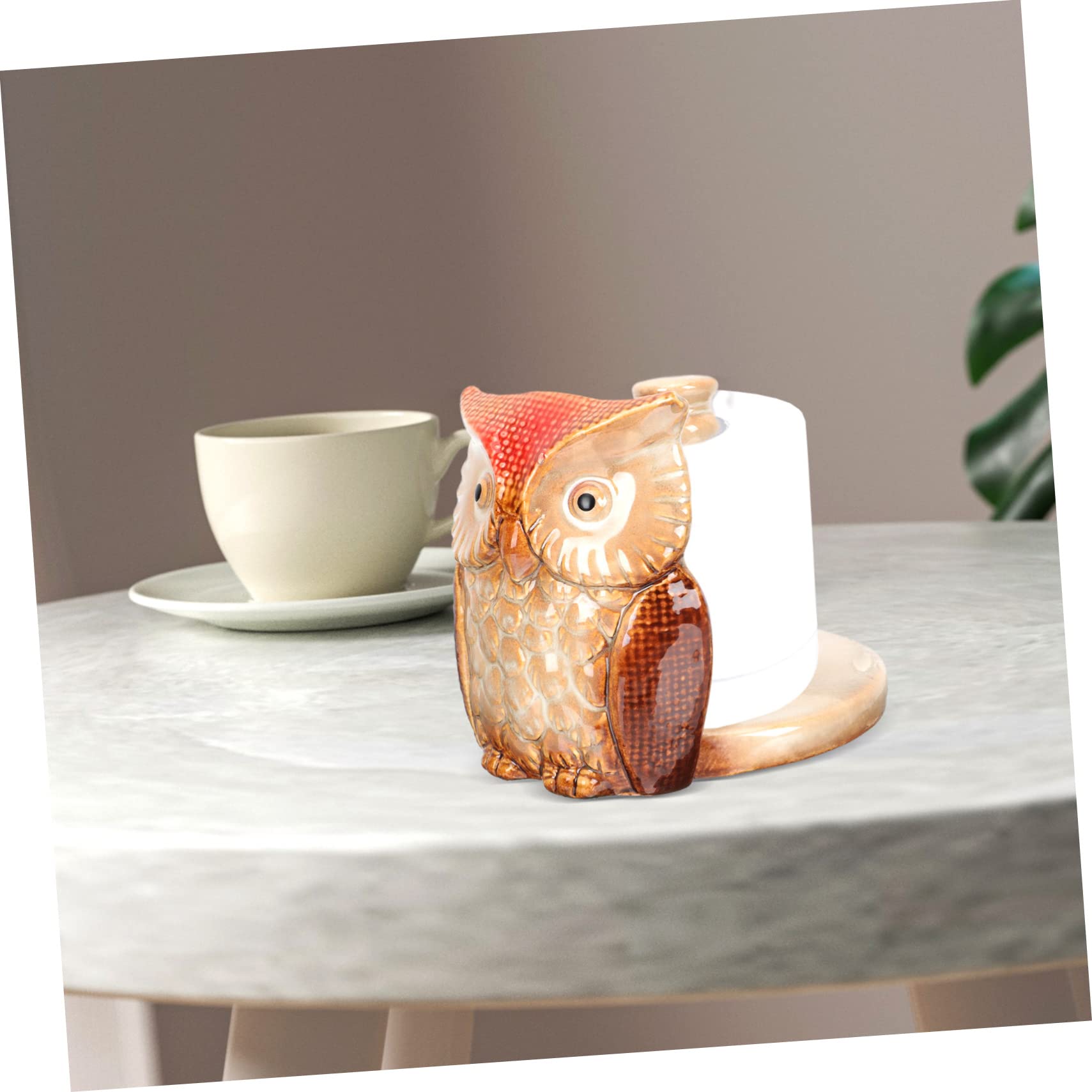 Housoutil Portarotolo Di Carta a Forma Di Civetta in Ceramica Per Scrivania e Cucina