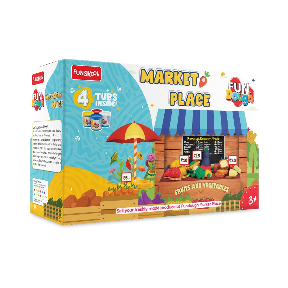 Fun Dough - Market Place, Cutting and Moulding Playset, 3Years +, Multi-Colour