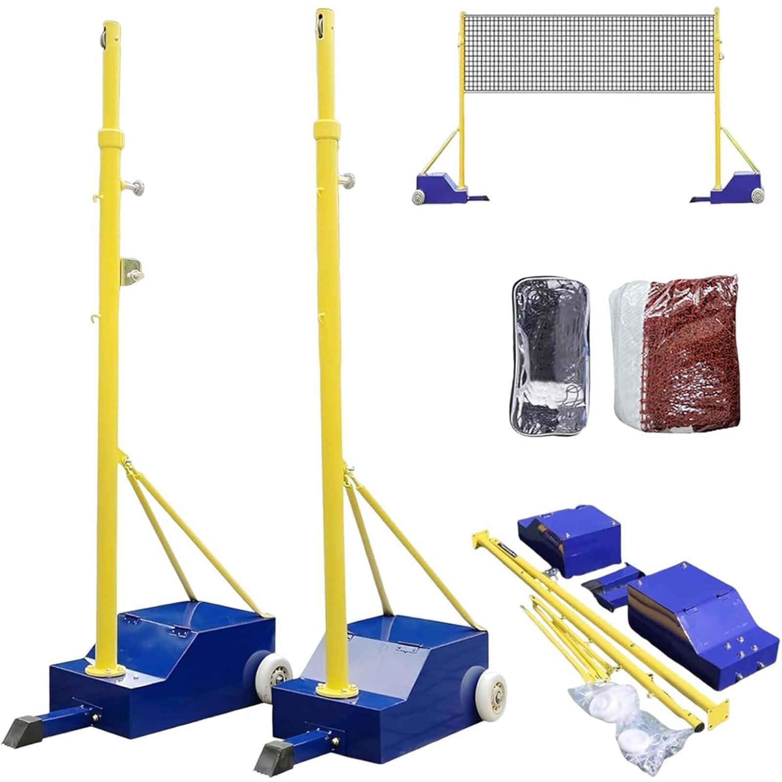 ZHNANDAMAI Volleyball Poles for Backyard Adjustable Height, Portable Volleyball/Badminton Support Pole with Net, Indoor & Outdoor Heavy Duty Volleyballs Poles, Volleyballs Pole Sets for Adults