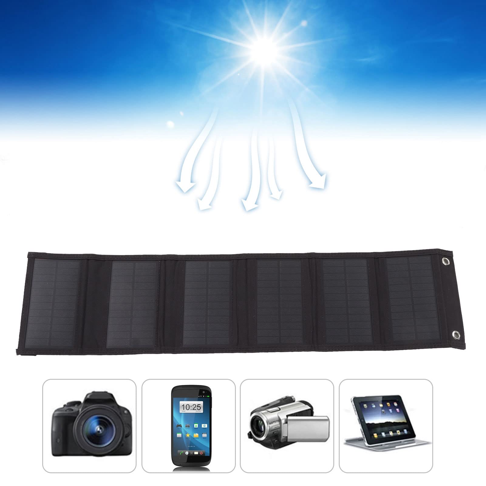Srliya Pannello Solare Portatile 15 W Efficiente Pieghevole Fotovoltaico Monocristallino Ricarica per Avventure All'aria Aperta in