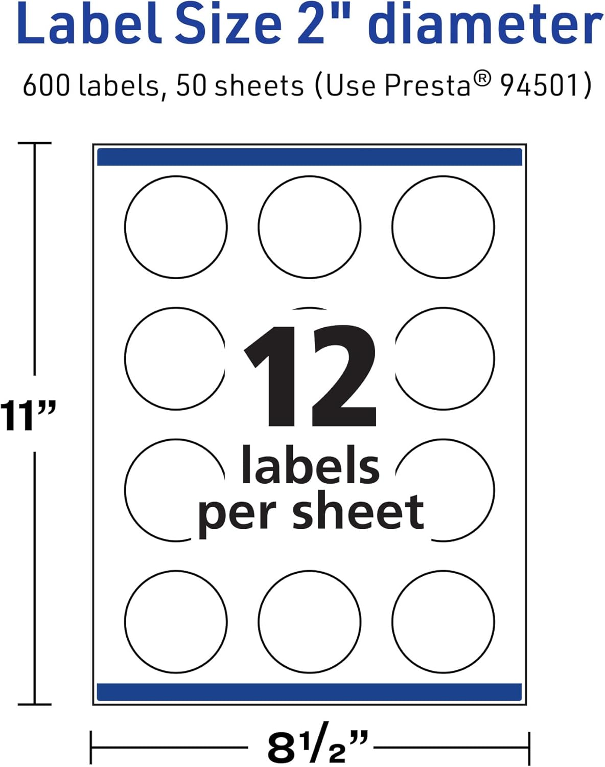 Avery TrueBlock Matte White Round Labels, Sure Feed Technology, 2" Diameter, 600 Matte White Labels, Print-to-The-Edge, Laser/Inkjet Printable, Great for Making Stickers or Product Merchandising