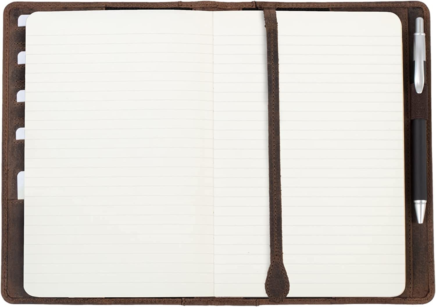Roberto Romano Couverture en cuir véritable pour carnet de notes Format A5 22,5 x 15,5 cm Marron