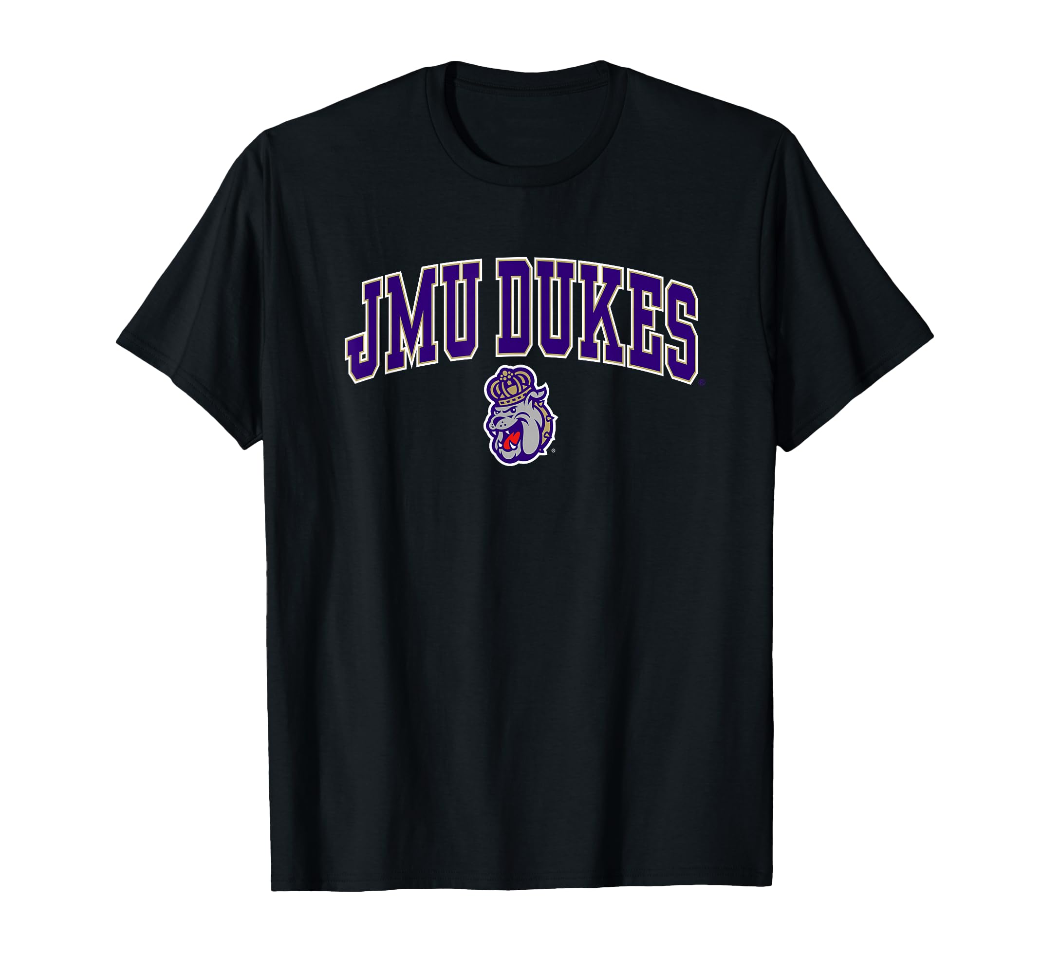 James Madison Dukes Arch Over Black Officially Licensed T-Shirt Small