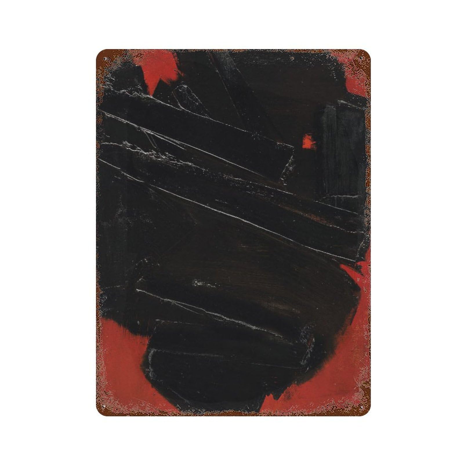 xiaoxiaoshen Soulages Black Red Abstract Gallery Decor Wall Decor Art Metal Tin Poster Modern Home Decor Art Home Bar Shop Decorations Vintage Sign 40x30cm