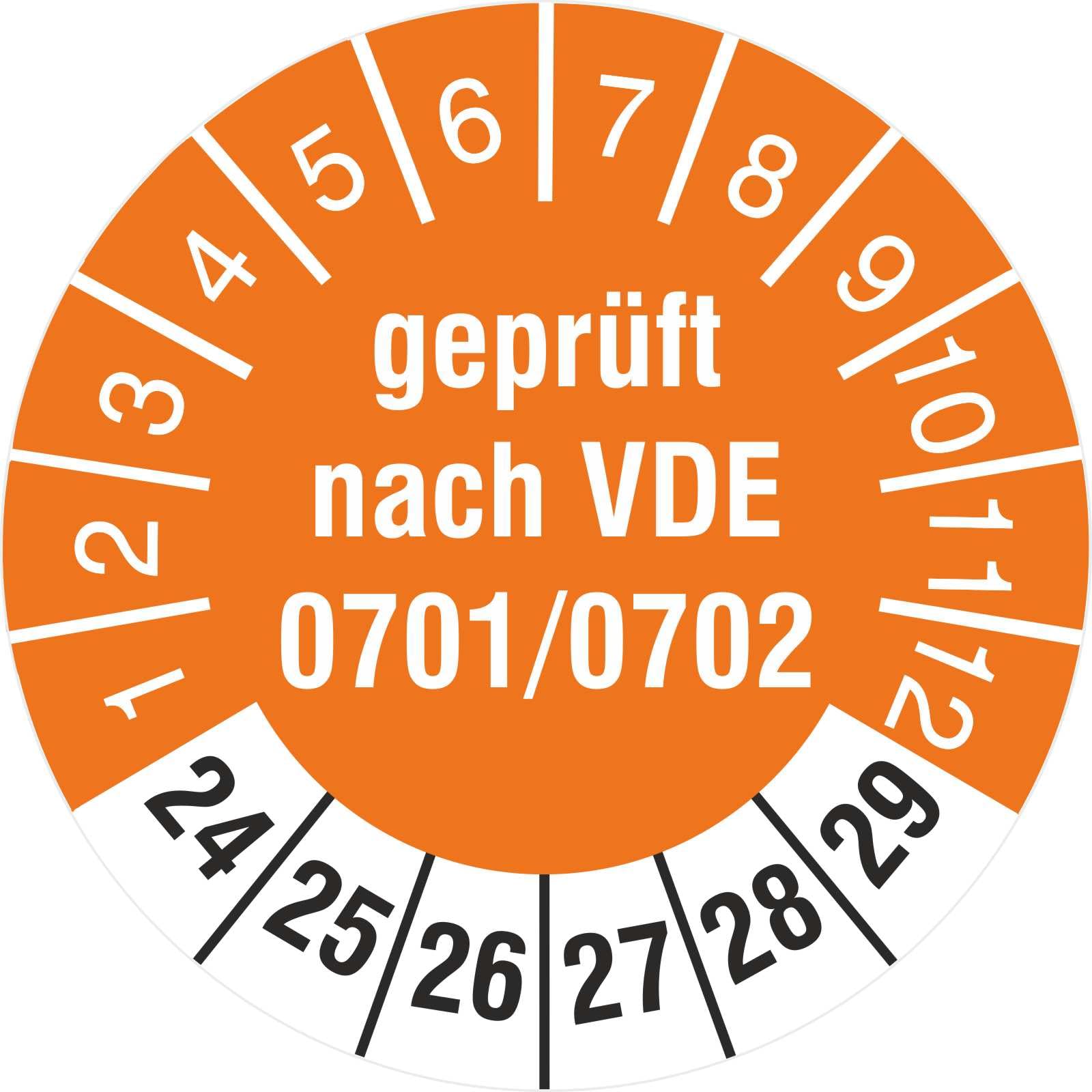 1000 Prüfetiketten Geprüft nach VDE 0701/0702 2024 bis 2029 Prüfplaketten 30 mm