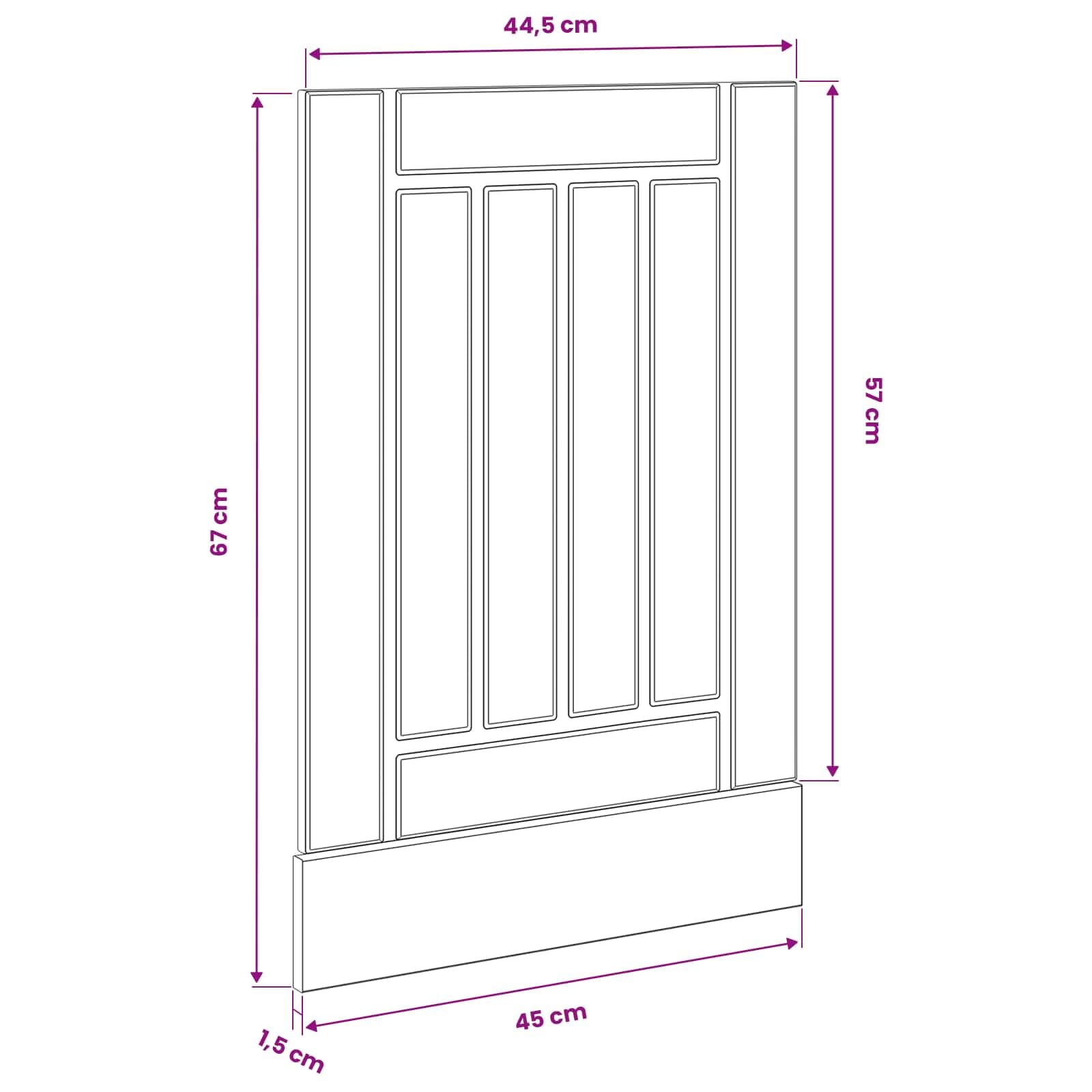 Lucca - Panel frontal para lavavajillas (45 x 1,5 x 57 cm, madera de roble negro, 45 x 1,5 x 57 cm, para armario de cocina, armario inferior, armario de almacenamiento, almacenamiento