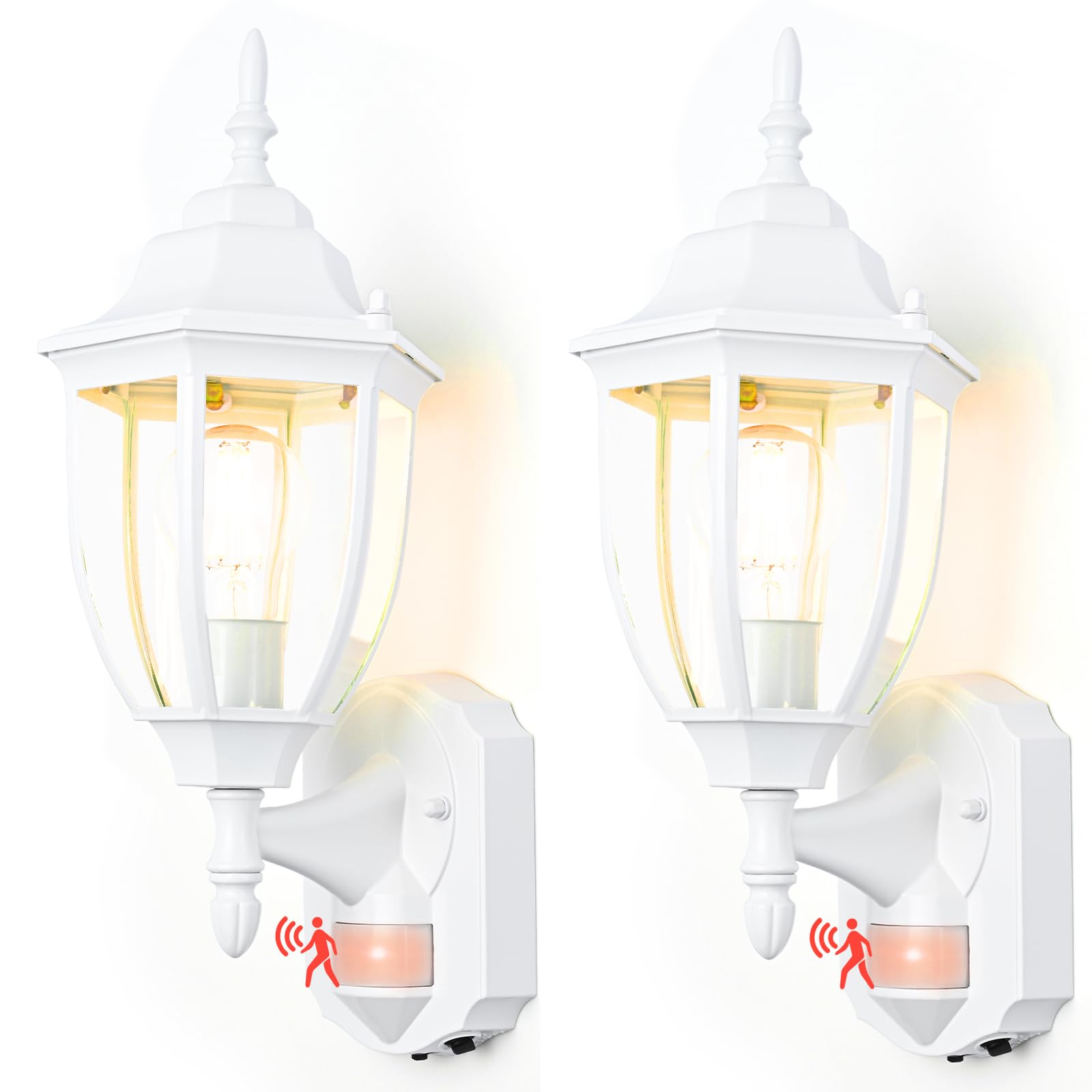 Photo 1 of odorpower Outdoor Motion Sensor Wall Sconce - 2 Pack White