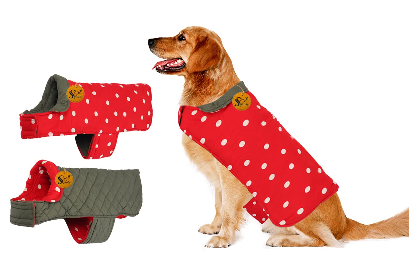 Sage Square Dog Fleece Jacket Reversible Dog Vest Waterproof, Windproof Cold Weather Dog Clothes Pet Apparel for Dogs (Red and Grey) (Medium) (20 Inches) (B09MT4P4Z8) Amazon Price History, Amazon Price Tracker
