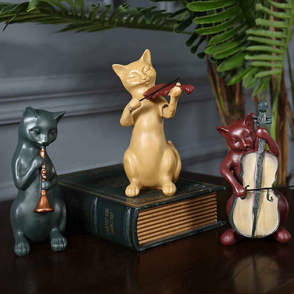 音楽を演奏する動物の金属製彫刻セット