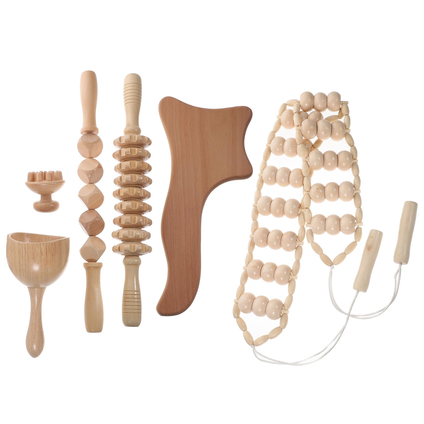6pezzi Strumenti Di Massaggio Legno Kit Completo Per Terapia Del Massaggio e Coppa Per Rilassamento Per Schiena Collo e Spalle