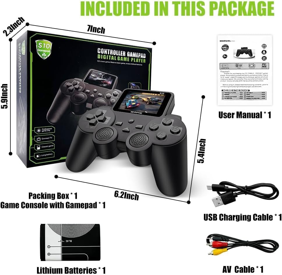 Amisha Gift Gallery 500 in 1 Handheld Game Console for Kids, Retro Video Game Player with Rechargeable Battery, TV Connect Portable Pocket Gaming Device with Controller, Classic Arcade Games for Boys 9 617tM71gYVL