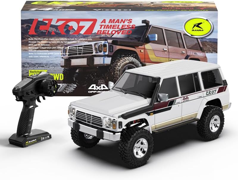 Helidirect Rlaarlo 1/7 Scale 4WD Brushed RC Crawler JK07Pro - Remote Control Car Brushed RC Car for Adults (Brushed RC Crawler - Blue)