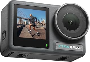 Cámara de acción Xtra, sensor de 1/1.3 pulgadas y video cinematográfico 4K, hiperestabilización, cámara impermeable de hasta 52 pies, batería de 3 horas, montaje rápido universal, cámara de vlogging