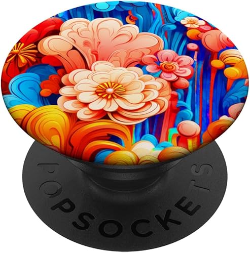 Funny Retro 80's 90's synthwave Maximalist streetwear floral PopSockets Standard PopGrip