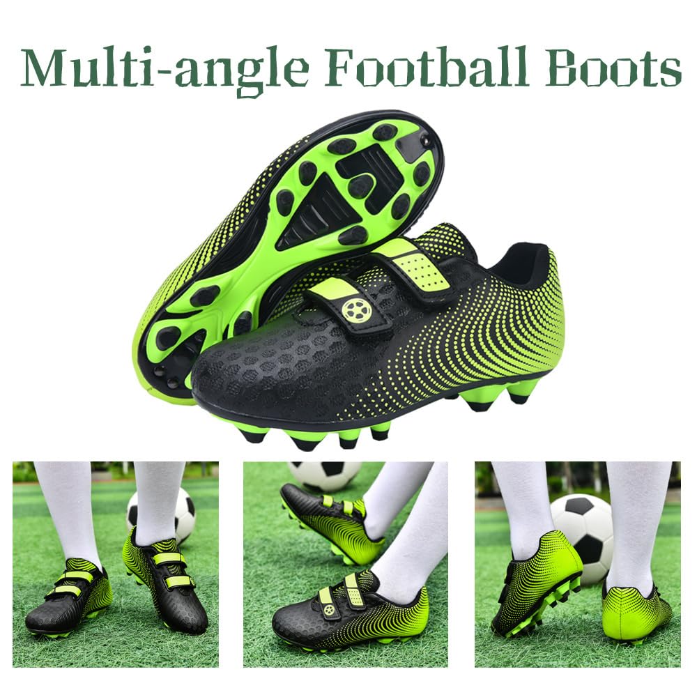 Botas de Futbol Niño Zapatos de Futbol Zapatillas Futbol Césped Artificial Tacos Profesional Entrenamiento Aire Libre Deporte Antideslizante Cómodo Unisex 28-37EU