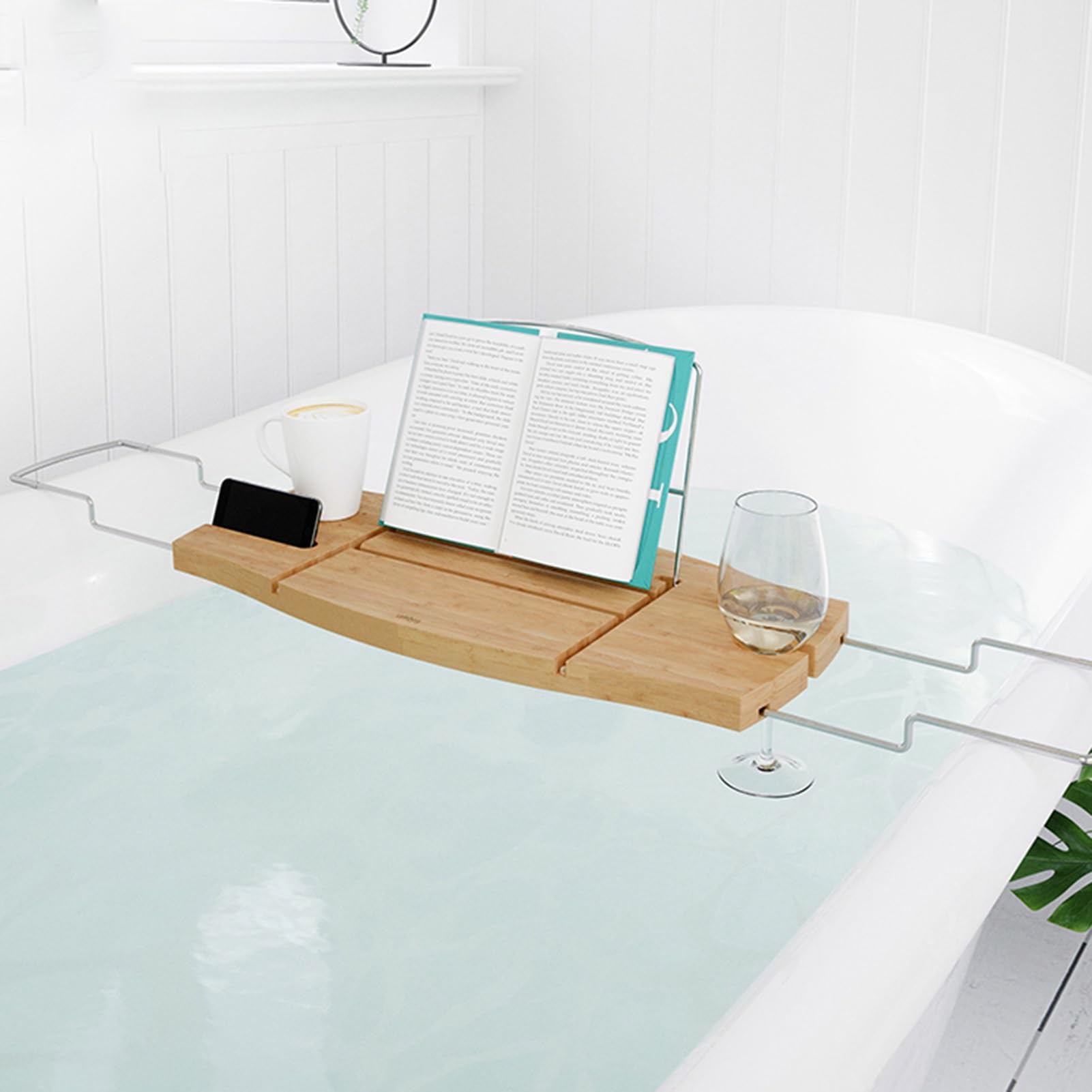 Bandeja de bañoBandeja de baño Bandejas de Madera para bañera con Soporte para Copas de Vino y Libros, Soportes para bandejas Plegables para el baño del Hotel en casa, Soporte de Mesa para b