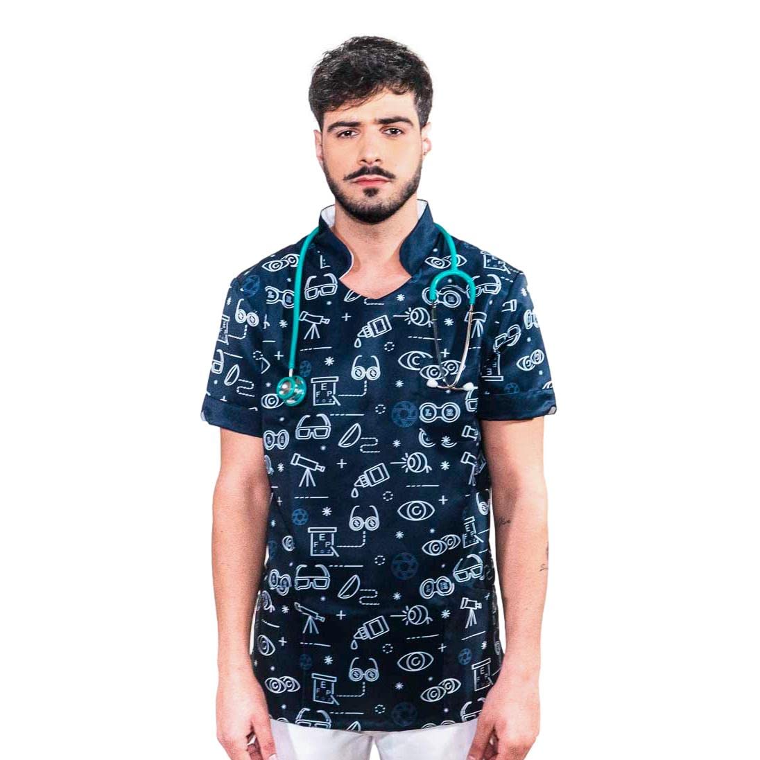 Uniforme Sanitario Hombre Ropa Trabajo Pijama Medico Casaca Enfermera Estetica Peluqueria Veterinaria Hospital Limpieza y Empleado Hogar Antilejía y No Destiñe - Casaca Lupos Hombre 2XL