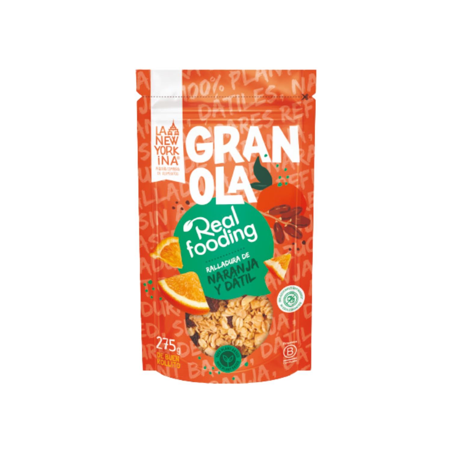 La Newyorkina Granola Real Fooding 275g Con Aceite de Oliva Virgen Extra y Pasta de Dátil