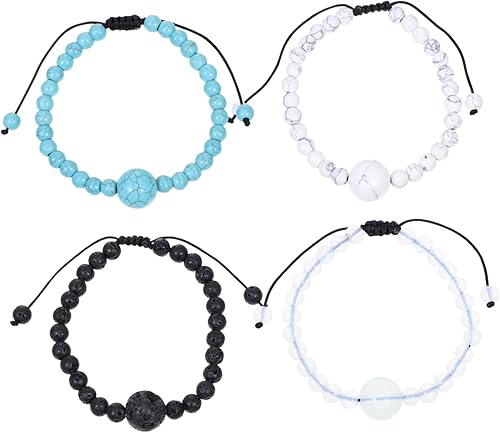 4 pulseras de cuentas ajustables para aliviar las náuseas, diseño elegante para mareos por movimiento, náuseas matutinas, viajes y automóvil