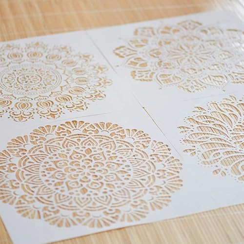 Miniatura 5 de XUAN YANG Plantilla de mandala reutilizable decorativa de 12 x 12 pulgadas para muebles manualidades pintura de pared de madera 0010in 10 mil